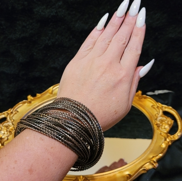 Vintage Jewelry - VINTAGE GUNMETAL MULTI-BANGLE TWISTED BRACELET